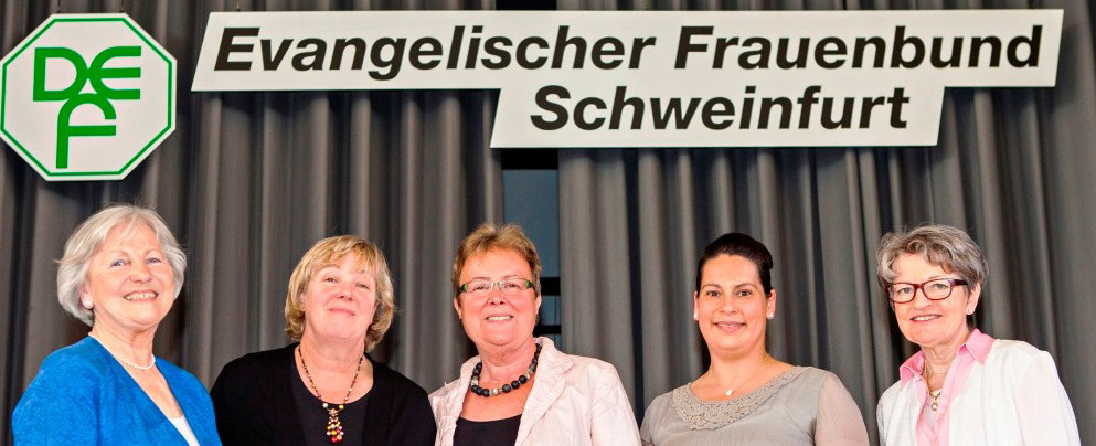 Schweinfurt: v.li.: 1. Vorsitzende: Heike Gröner 2. Vorsitzende: Christa Zoch Beisitzerinnen: Christa Gampl, Yvonne Ehrhardt Stumpf Ilse Heusinger, Marianne Jauernig-Revier