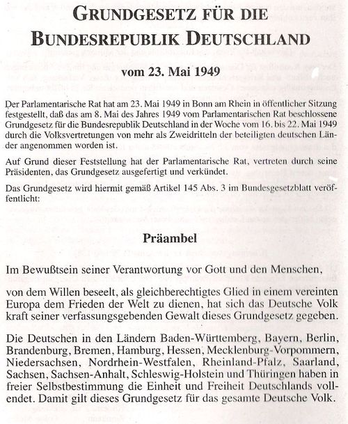 Präambel Grundgesetz gemeinfrei